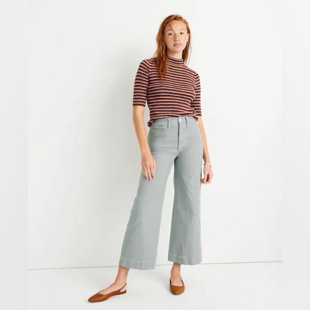 Emmett Wide-Leg Crop Pants in light blue